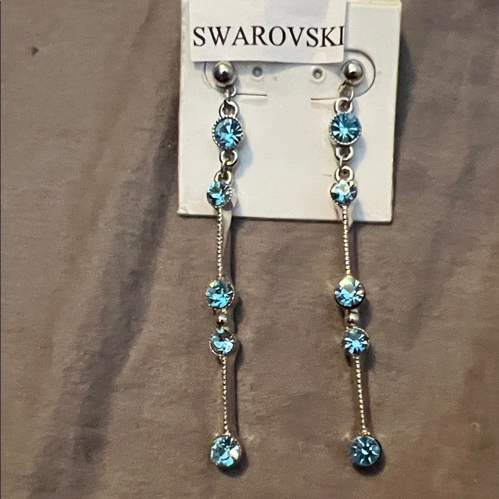 Swarovski Aqua Crystal Dangle Earrings